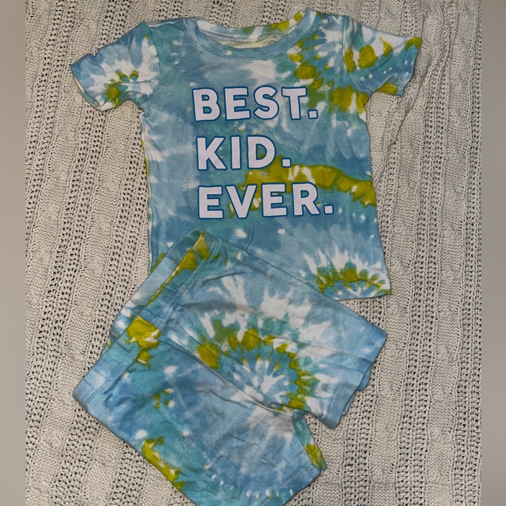 The Children's Place Blue & Green Tie-Dye Tee and Shorts Set